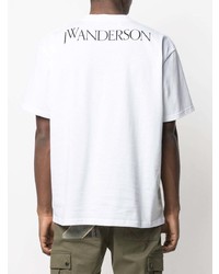 weißes bedrucktes T-Shirt mit einem Rundhalsausschnitt von JW Anderson