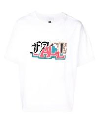 weißes bedrucktes T-Shirt mit einem Rundhalsausschnitt von Facetasm