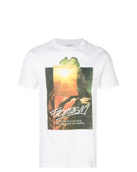 weißes bedrucktes T-Shirt mit einem Rundhalsausschnitt von Facetasm