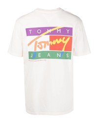 weißes bedrucktes T-Shirt mit einem Rundhalsausschnitt von Tommy Jeans