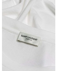 weißes bedrucktes T-Shirt mit einem Rundhalsausschnitt von Saint Laurent