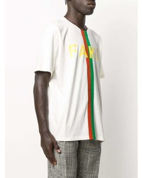 weißes bedrucktes T-Shirt mit einem Rundhalsausschnitt von Gucci