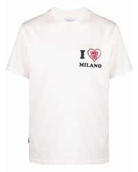 weißes bedrucktes T-Shirt mit einem Rundhalsausschnitt von Family First