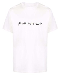 weißes bedrucktes T-Shirt mit einem Rundhalsausschnitt von Family First