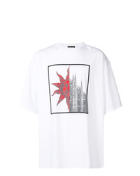 weißes bedrucktes T-Shirt mit einem Rundhalsausschnitt von Fausto Puglisi
