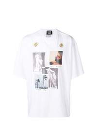 weißes bedrucktes T-Shirt mit einem Rundhalsausschnitt von Fausto Puglisi