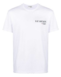 weißes bedrucktes T-Shirt mit einem Rundhalsausschnitt von Fay