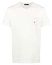 weißes bedrucktes T-Shirt mit einem Rundhalsausschnitt von Fay