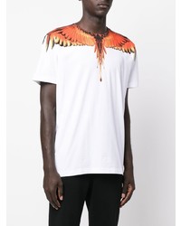 weißes bedrucktes T-Shirt mit einem Rundhalsausschnitt von Marcelo Burlon County of Milan