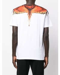 weißes bedrucktes T-Shirt mit einem Rundhalsausschnitt von Marcelo Burlon County of Milan