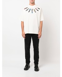 weißes bedrucktes T-Shirt mit einem Rundhalsausschnitt von Marcelo Burlon County of Milan