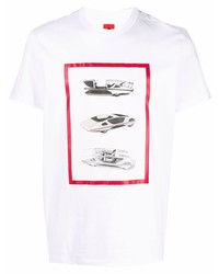 weißes bedrucktes T-Shirt mit einem Rundhalsausschnitt von Ferrari