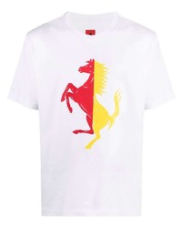 weißes bedrucktes T-Shirt mit einem Rundhalsausschnitt von Ferrari