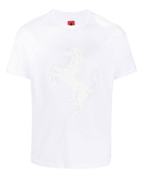 weißes bedrucktes T-Shirt mit einem Rundhalsausschnitt von Ferrari