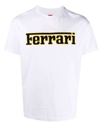 weißes bedrucktes T-Shirt mit einem Rundhalsausschnitt von Ferrari