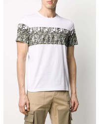 weißes bedrucktes T-Shirt mit einem Rundhalsausschnitt von Fendi