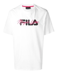 weißes bedrucktes T-Shirt mit einem Rundhalsausschnitt von Fila