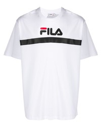 weißes bedrucktes T-Shirt mit einem Rundhalsausschnitt von Fila