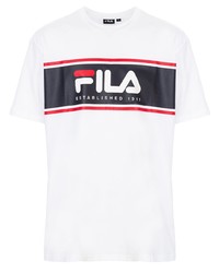 weißes bedrucktes T-Shirt mit einem Rundhalsausschnitt von Fila