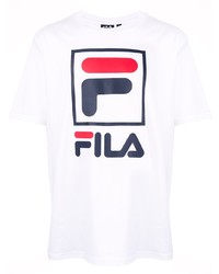 weißes bedrucktes T-Shirt mit einem Rundhalsausschnitt von Fila