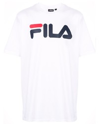 weißes bedrucktes T-Shirt mit einem Rundhalsausschnitt von Fila