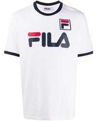 weißes bedrucktes T-Shirt mit einem Rundhalsausschnitt von Fila