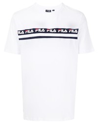 weißes bedrucktes T-Shirt mit einem Rundhalsausschnitt von Fila