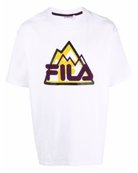 weißes bedrucktes T-Shirt mit einem Rundhalsausschnitt von Fila