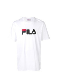 weißes bedrucktes T-Shirt mit einem Rundhalsausschnitt von Fila