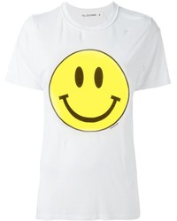 weißes bedrucktes T-Shirt mit einem Rundhalsausschnitt von Filles a papa