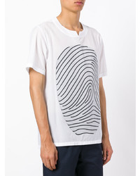 weißes bedrucktes T-Shirt mit einem Rundhalsausschnitt von Emporio Armani