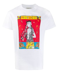 weißes bedrucktes T-Shirt mit einem Rundhalsausschnitt von Fiorucci