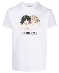 weißes bedrucktes T-Shirt mit einem Rundhalsausschnitt von Fiorucci