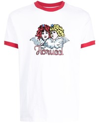 weißes bedrucktes T-Shirt mit einem Rundhalsausschnitt von Fiorucci