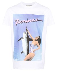 weißes bedrucktes T-Shirt mit einem Rundhalsausschnitt von Fiorucci