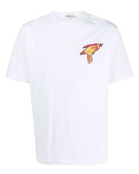 weißes bedrucktes T-Shirt mit einem Rundhalsausschnitt von Fiorucci