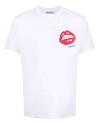 weißes bedrucktes T-Shirt mit einem Rundhalsausschnitt von Fiorucci