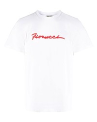 weißes bedrucktes T-Shirt mit einem Rundhalsausschnitt von Fiorucci