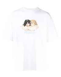 weißes bedrucktes T-Shirt mit einem Rundhalsausschnitt von Fiorucci