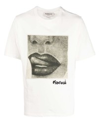 weißes bedrucktes T-Shirt mit einem Rundhalsausschnitt von Fiorucci