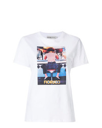 weißes bedrucktes T-Shirt mit einem Rundhalsausschnitt von Fiorucci