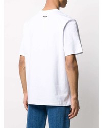 weißes bedrucktes T-Shirt mit einem Rundhalsausschnitt von MSGM