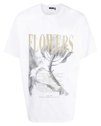 weißes bedrucktes T-Shirt mit einem Rundhalsausschnitt von FIVE CM