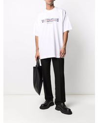 weißes bedrucktes T-Shirt mit einem Rundhalsausschnitt von Vetements