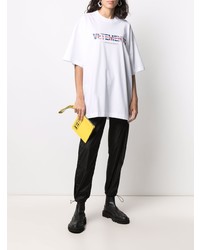 weißes bedrucktes T-Shirt mit einem Rundhalsausschnitt von Vetements