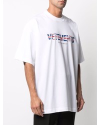 weißes bedrucktes T-Shirt mit einem Rundhalsausschnitt von Vetements