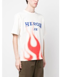 weißes bedrucktes T-Shirt mit einem Rundhalsausschnitt von Heron Preston