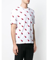 weißes bedrucktes T-Shirt mit einem Rundhalsausschnitt von McQ Alexander McQueen