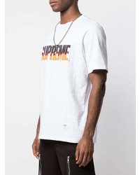 weißes bedrucktes T-Shirt mit einem Rundhalsausschnitt von Supreme