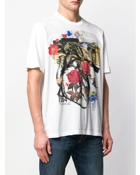 weißes bedrucktes T-Shirt mit einem Rundhalsausschnitt von DSQUARED2